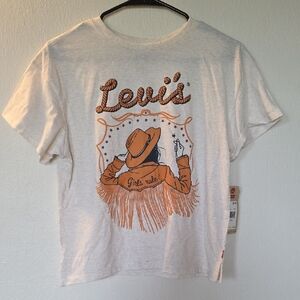 Levi's Cream Tee with Orange Western Graphic